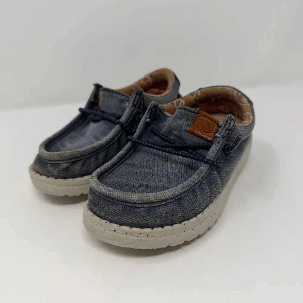 Hey Dude Wally Toddler Washed Canvas Shoes Size 8